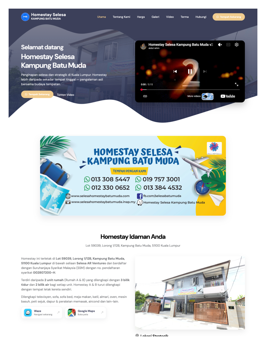 Homestay Selesa Website screenshot
