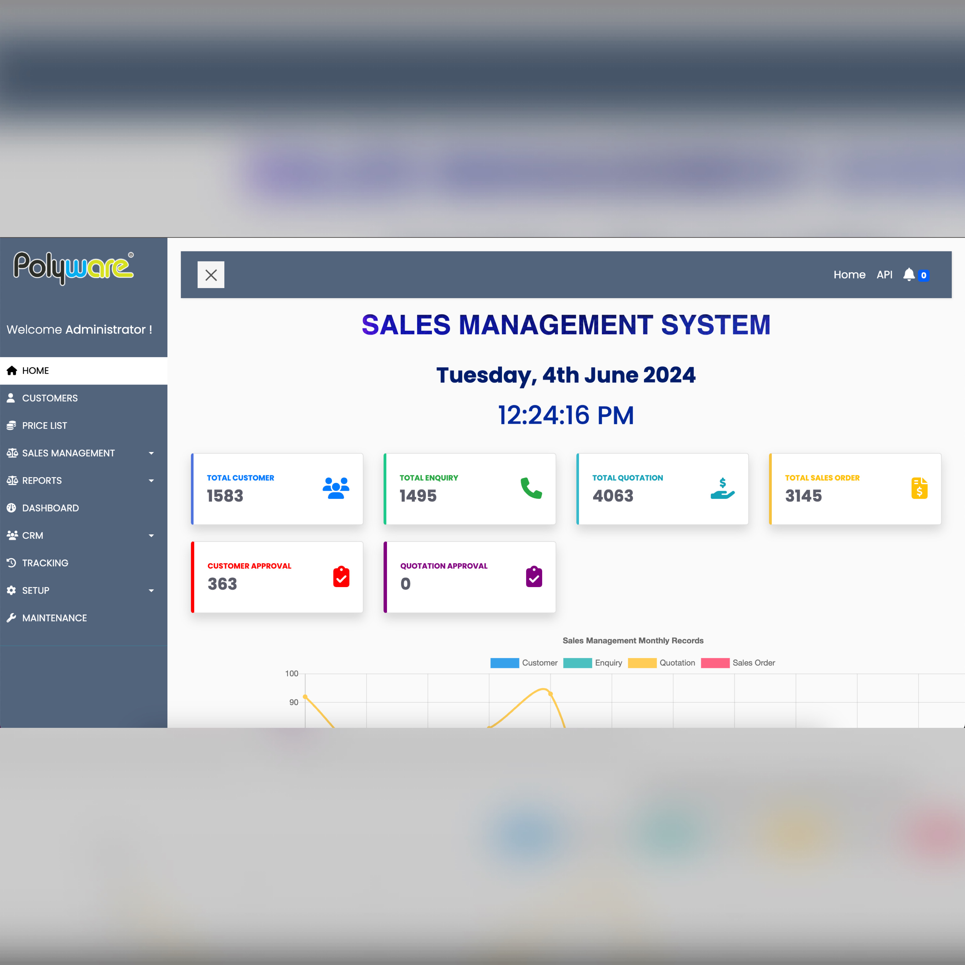 Sales Management System screenshot