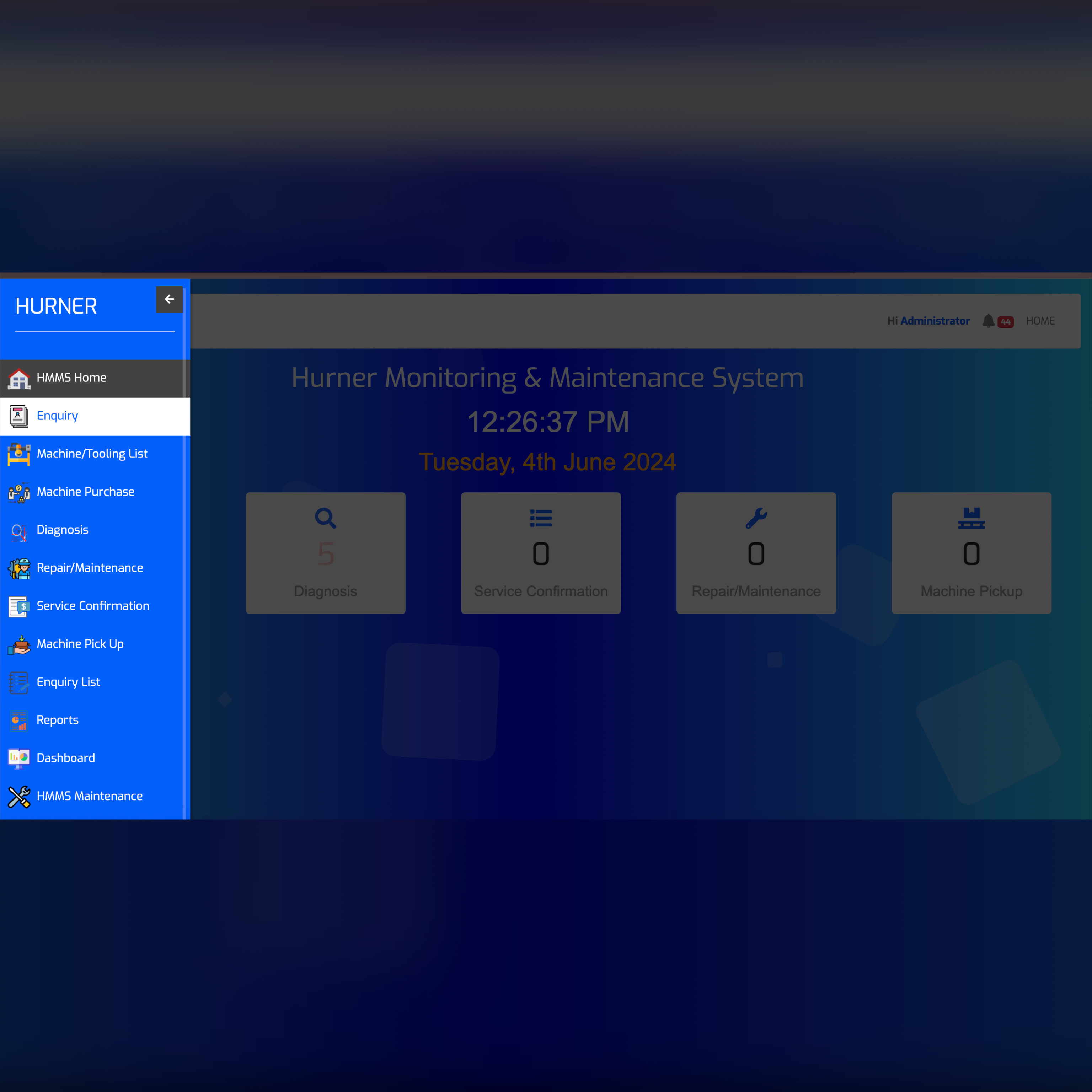 Hurner Monitoring and Maintenance System screenshot