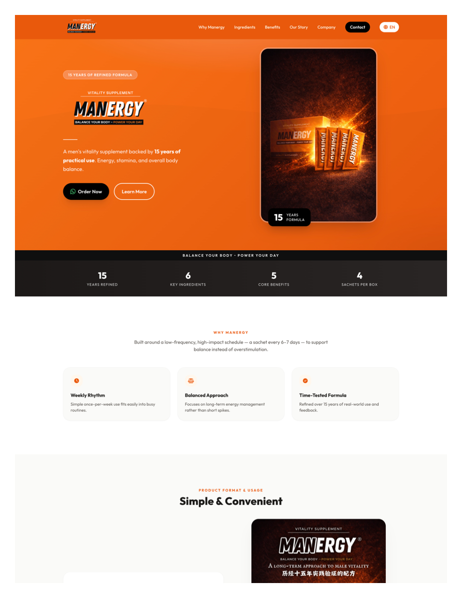 Manergy Landing Page screenshot