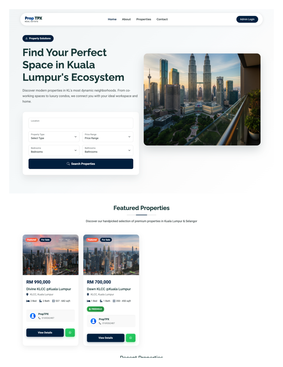 PropTPX Property Website screenshot